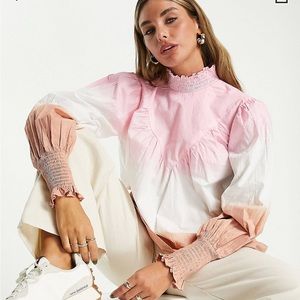 ASOS Design Ombré Tie Dye high neck long sleeve top